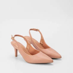 Scarpin Slingback Feminino Gabriela Salto Fino Nude