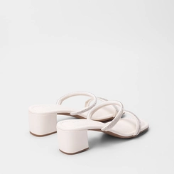 Tamanco Feminino Penélope Salto Bloco Tira Strass Off White