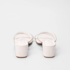 Tamanco Feminino Penélope Salto Bloco Tira Strass Off White