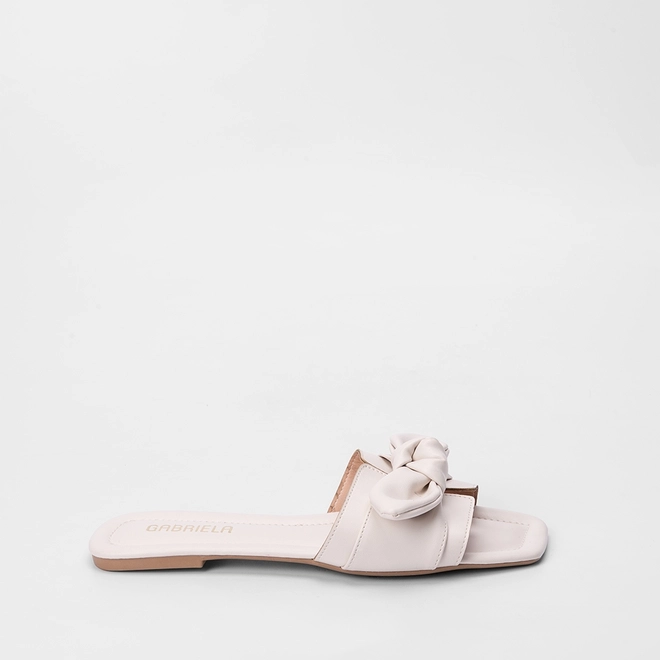 Rasteira Gabriela Tira Detalhe Laço Off White