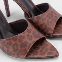 Tamanco Gabriela Salto Fino Alto Animal Print Onça Multicolor