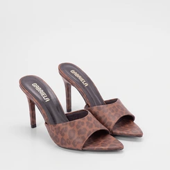 Tamanco Gabriela Salto Fino Alto Animal Print Onça Multicolor