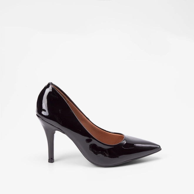 Scarpin Feminino Gabriela Essenciais Salto Fino Verniz Preto