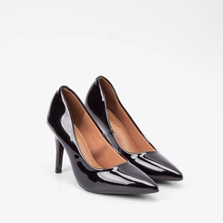 Scarpin Feminino Gabriela Essenciais Salto Fino Verniz Preto