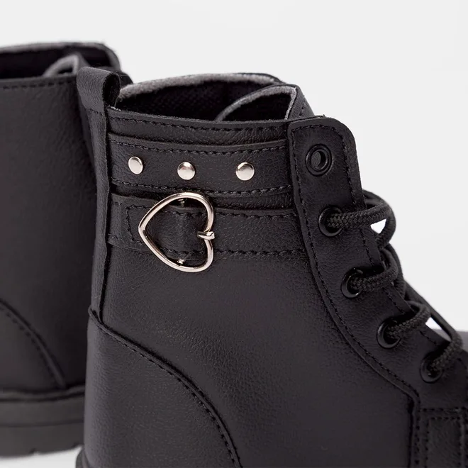 Bota Coturno Bebê Gabrielinha Enfeite Lateral Preto