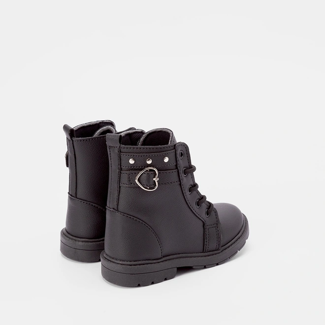 Bota Coturno Bebê Gabrielinha Enfeite Lateral Preto