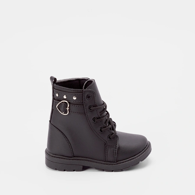 Bota Coturno Bebê Gabrielinha Enfeite Lateral Preto