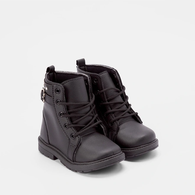 Bota Coturno Bebê Gabrielinha Enfeite Lateral Preto