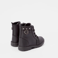 Bota Coturno Bebê Gabrielinha Enfeite Lateral Preto
