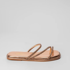 Rasteira Gabriela Detalhe Pedraria Rose Gold