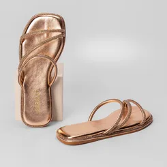 Rasteira Gabriela Detalhe Pedraria Rose Gold