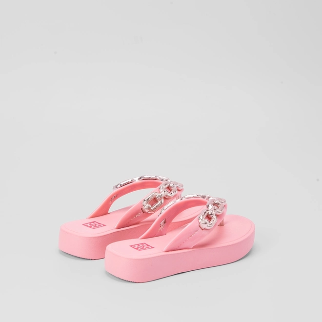Tamanco infantil Zaxy Chain Plataforma Rosa