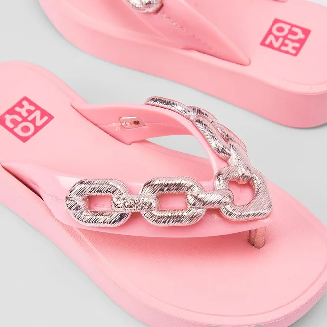 Tamanco infantil Zaxy Chain Plataforma Rosa