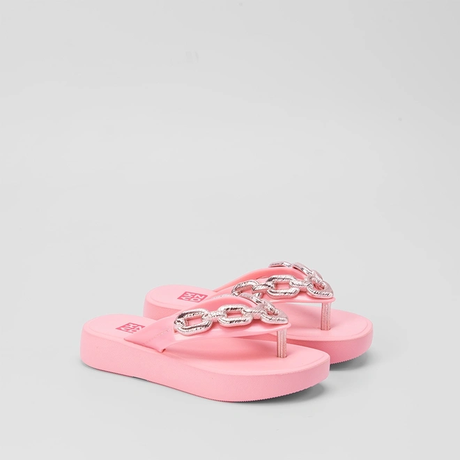 Tamanco infantil Zaxy Chain Plataforma Rosa
