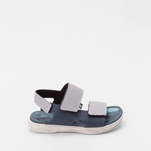 Sandália Papete Infantil Molekinho Tira Dupla Azul & Cinza