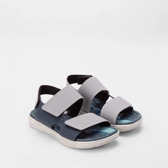 Sandália Papete Infantil Molekinho Tira Dupla Azul & Cinza