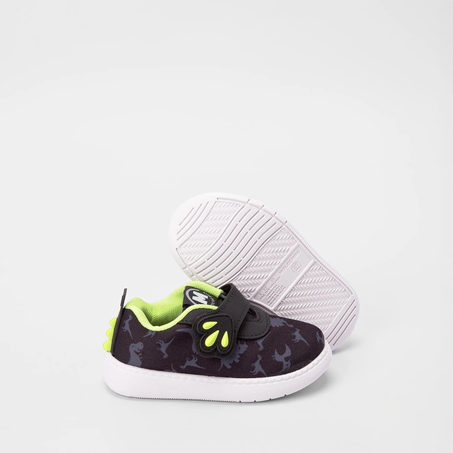 Tênis Infantil Molekinho Casual Dino Neon Preto