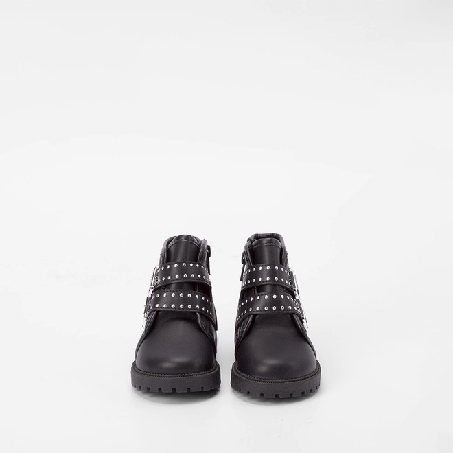 Bota Coturno Bebê Molekinha Tiras Fivela Rebite Preto