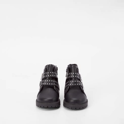 Bota Coturno Bebê Molekinha Tiras Fivela Rebite Preto