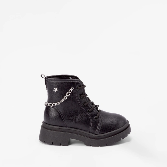 Bota Coturno Infantil Molekinha Plataforma Detalhe Corrente Preto