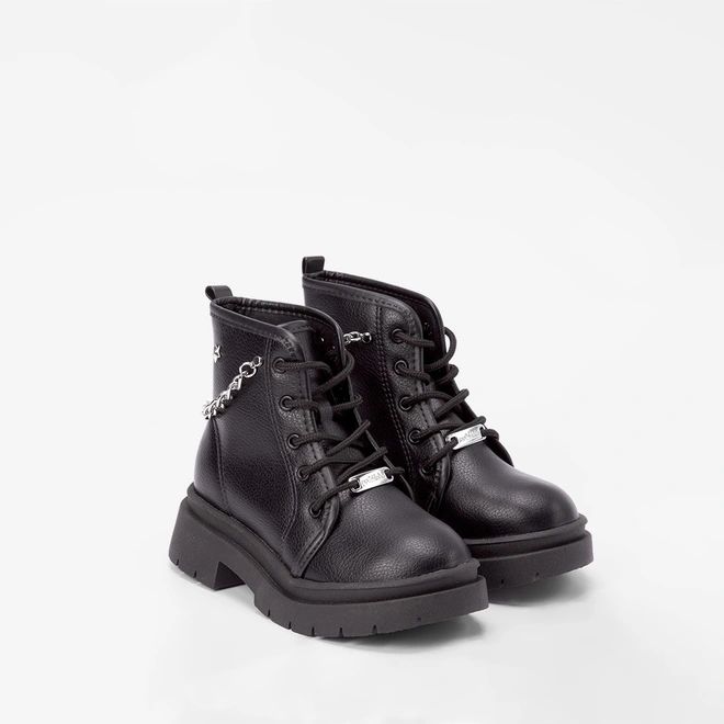 Bota Coturno Infantil Molekinha Plataforma Detalhe Corrente Preto