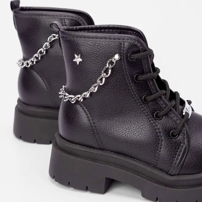 Bota Coturno Infantil Molekinha Plataforma Detalhe Corrente Preto