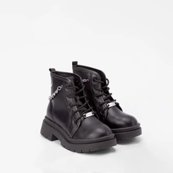 Bota Coturno Infantil Molekinha Plataforma Detalhe Corrente Preto
