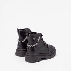 Bota Coturno Infantil Molekinha Plataforma Detalhe Corrente Preto