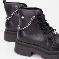 Bota Coturno Infantil Molekinha Plataforma Detalhe Corrente Preto