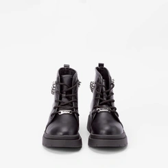 Bota Coturno Infantil Molekinha Plataforma Detalhe Corrente Preto