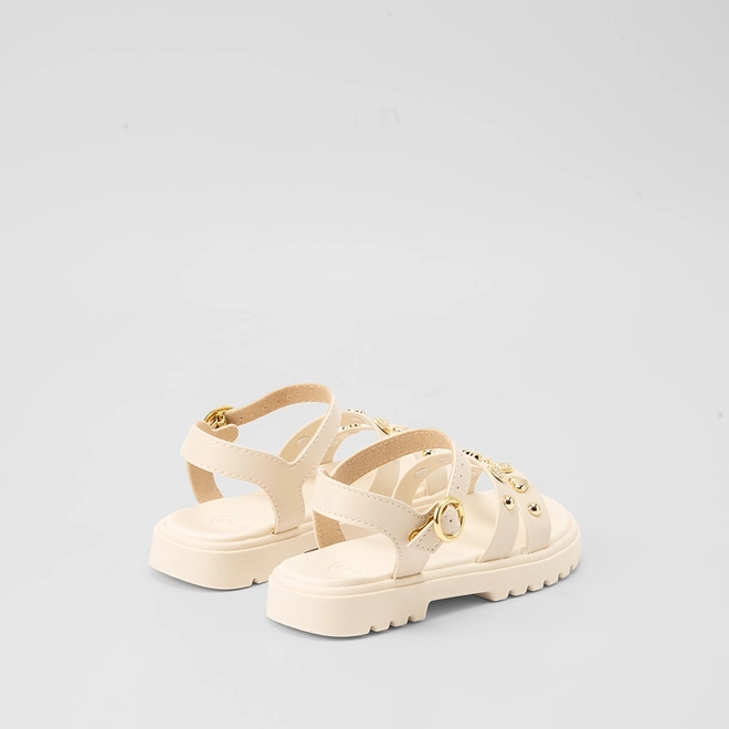 Sandália Infantil Molekinha Tiras Rebite Off White