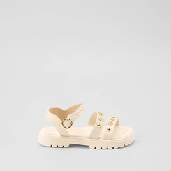 Sandália Infantil Molekinha Tiras Rebite Off White