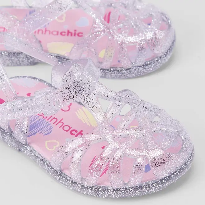 Sandália Infantil Charmosinha Chic Glitter Prata