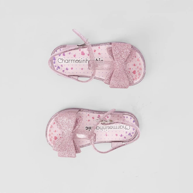 Sandália Infantil Charmosinha Chic Glitter Laço Rosa