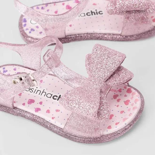 Sandália Infantil Charmosinha Chic Glitter Laço Rosa