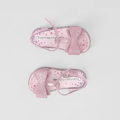 Sandália Infantil Charmosinha Chic Glitter Laço Rosa