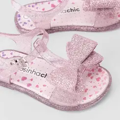 Sandália Infantil Charmosinha Chic Glitter Laço Rosa