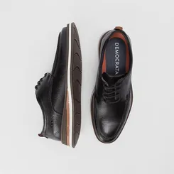 Sapato Casual Democrata Couro Preto