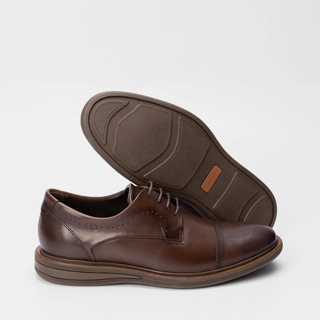 Sapato Casual Democrata Couro Marrom