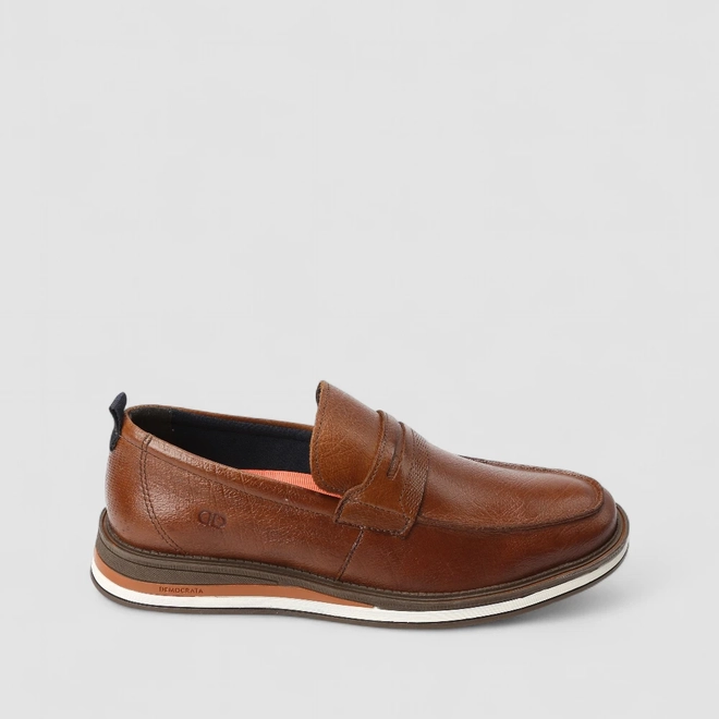 Sapato Masculino Democrata Loafer Couro Marrom