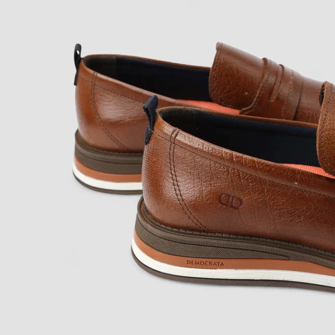 Sapato Masculino Democrata Loafer Couro Marrom