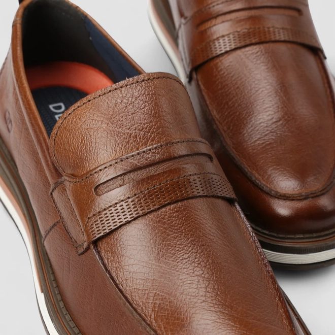 Sapato Masculino Democrata Loafer Couro Marrom