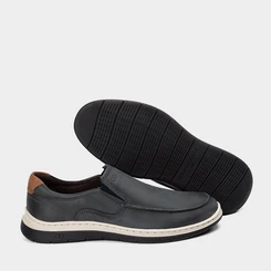 Slip On Democrata Leave Denim Couro Azul