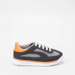 Tênis Infantil Molekinho Casual Recortes Laranja Preto & Cinza