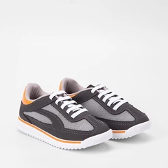 Tênis Infantil Molekinho Casual Recortes Laranja Preto & Cinza