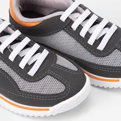Tênis Infantil Molekinho Casual Recortes Laranja Preto & Cinza