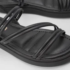 Sandália Papete Gabriela Tiras Slim Preto
