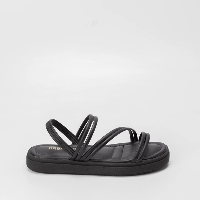 Sandália Papete Gabriela Tiras Slim Preto