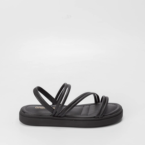 Sandália Papete Gabriela Tiras Slim Preto