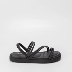 Sandália Papete Gabriela Tiras Slim Preto